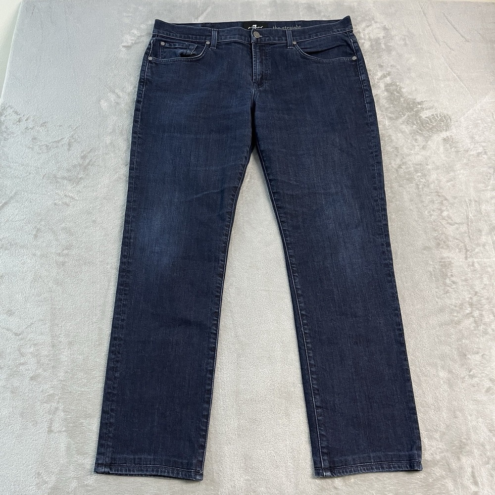 7 For All Mankind The Straight Jeans Mens 38x30 Luxe Performance Dark Wash EUC